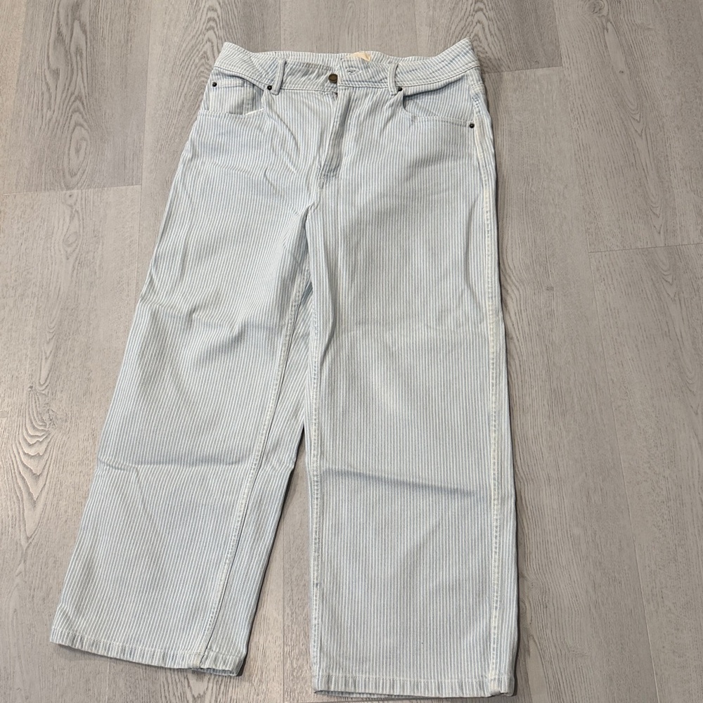 Sézane Le Crop Women's Striped Wide-Leg Jeans - Picture 5 of 5